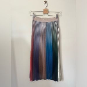Anthropologie Colorful Metallic Pleated Midi Skirt